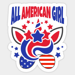 All American Girl Patriotic Unicorn Sticker